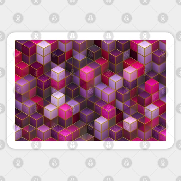 Pink & Purple Cubes Sticker by Flamingo Design